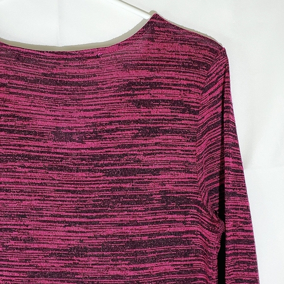 Kensie Magenta/Black Heathered 3/4 Sleeve Fit and Flare Dress - Size Medium - Picture 9 of 12